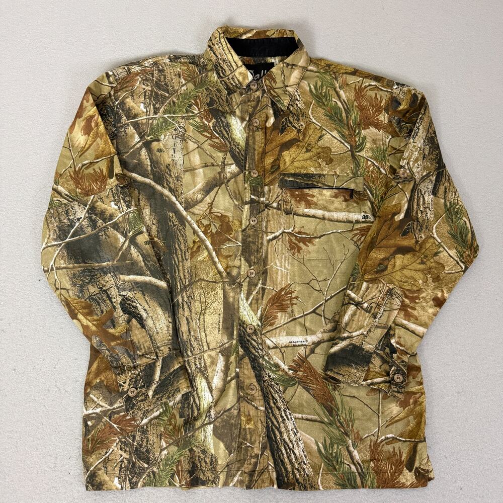 Walls Realtree Camo Button Up Shirt Mens Medium Hunting Outdoor Long Sleeve